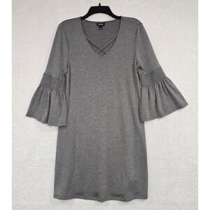A.N.A. A New Approach Gray Bell Sleeve Shift Dress Size Small Knit Artisan Boho
